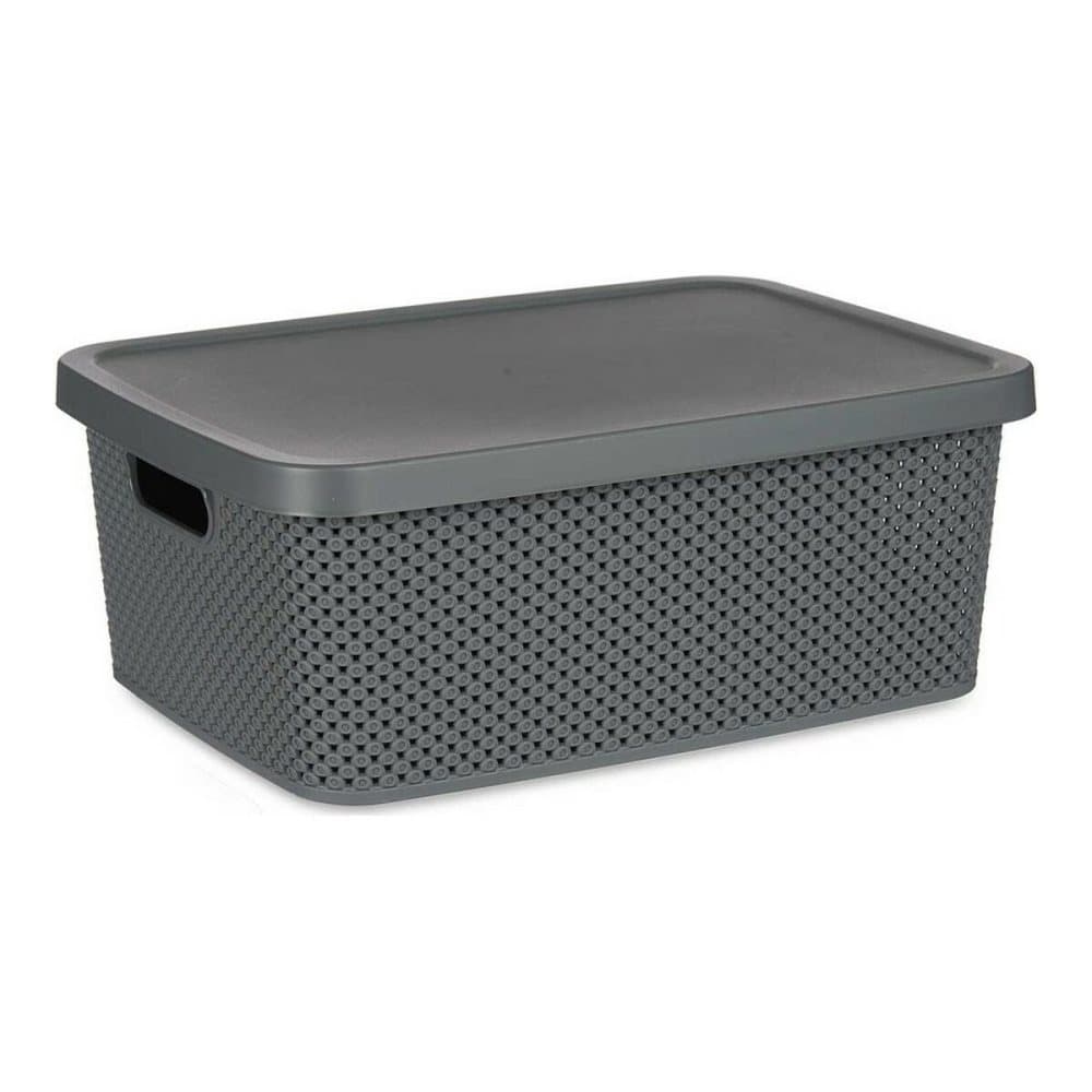 Förvaringslåda med lock Antracitgrå Plast (28 x 15,5 x 39 cm)