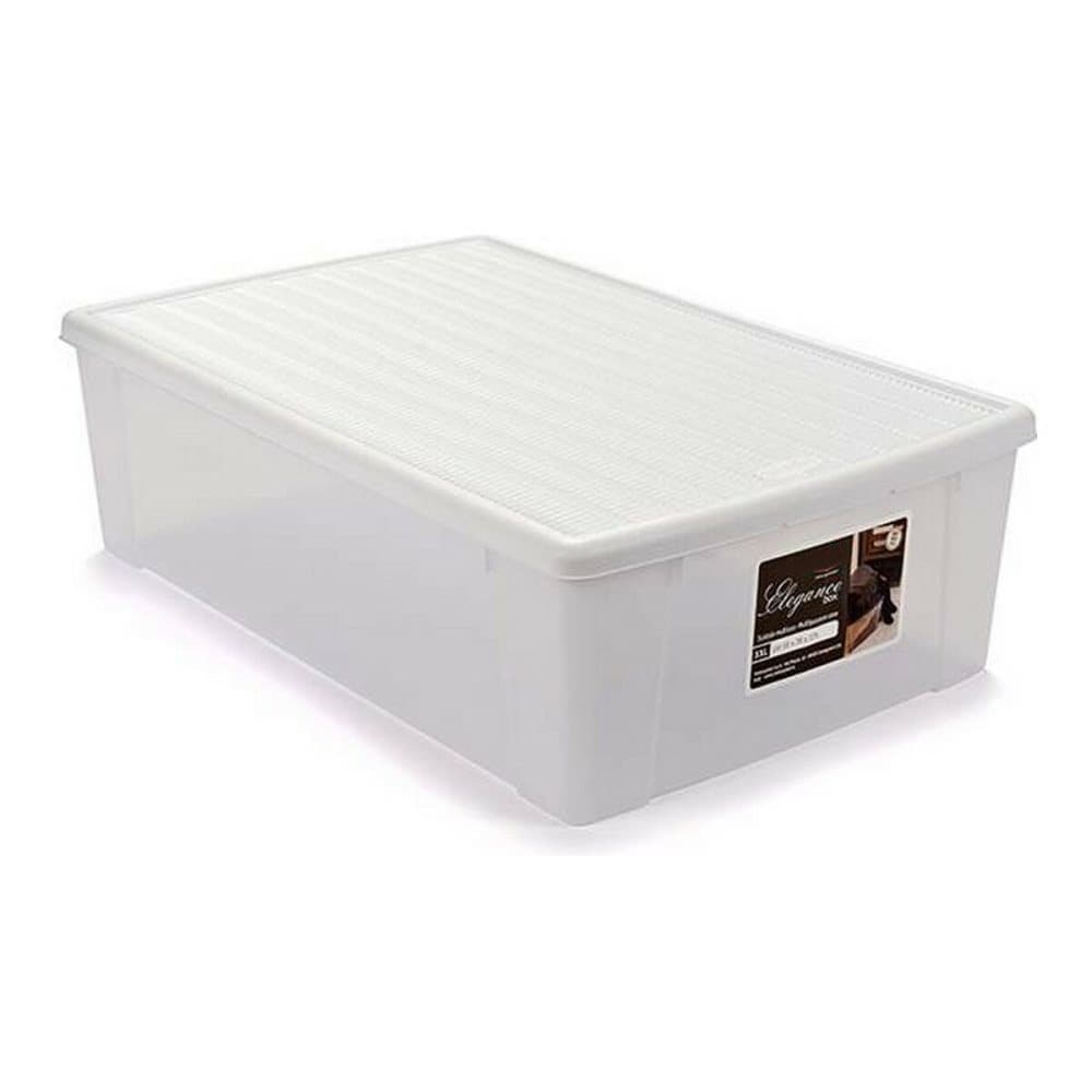 Låda med lock Elegance Vit Plast (38,5 x 17 x 59,5 cm)