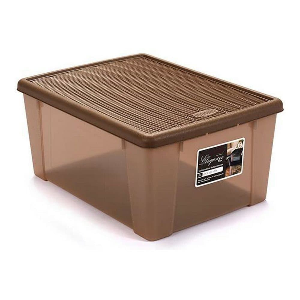 Förvaringslåda med lock Elegance Brun Plast (29 x 17 x 39 cm)