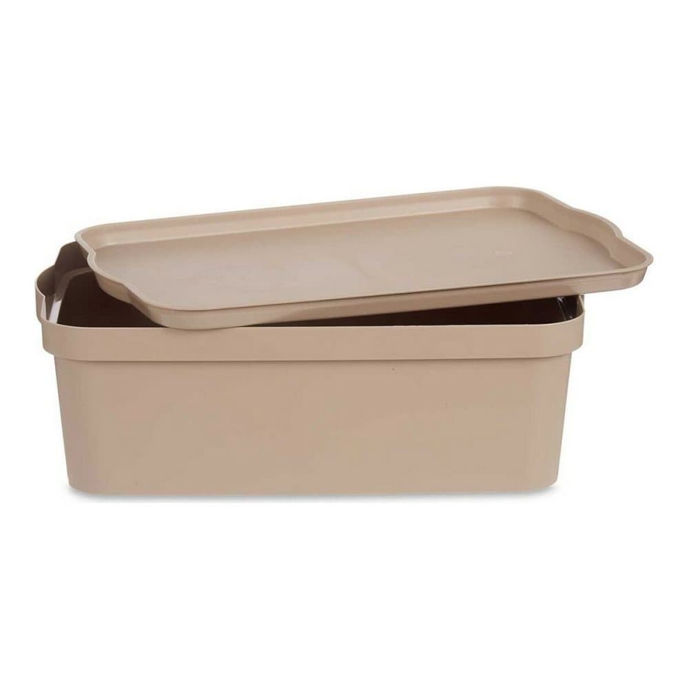 Förvaringslåda med lock Beige Plast (29,5 x 14,5 x 45 cm)
