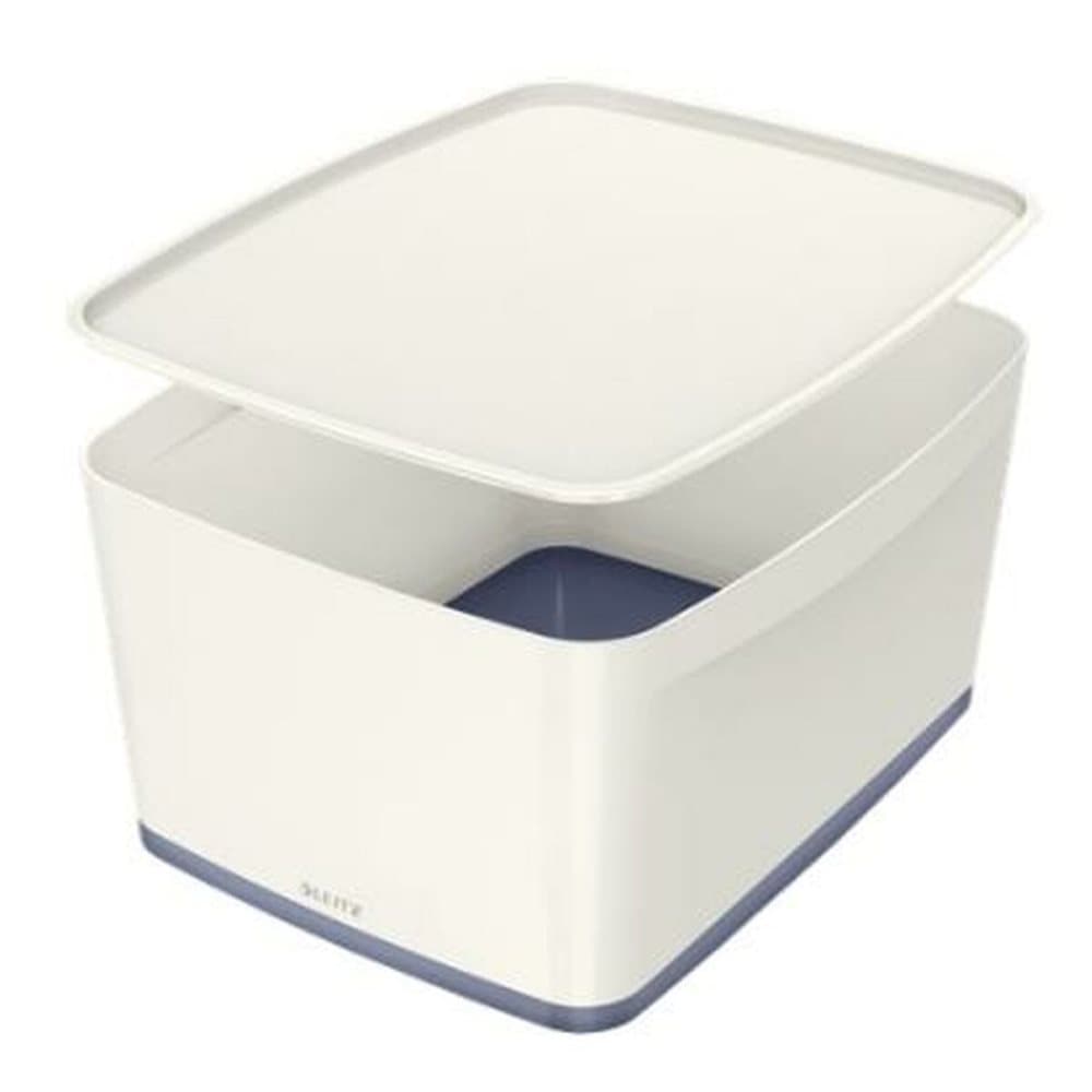 Förvaringslåda Leitz MyBox WOW Stor Grå Med lock Vit ABS (31,8 x 19,8 x 38,5 cm)