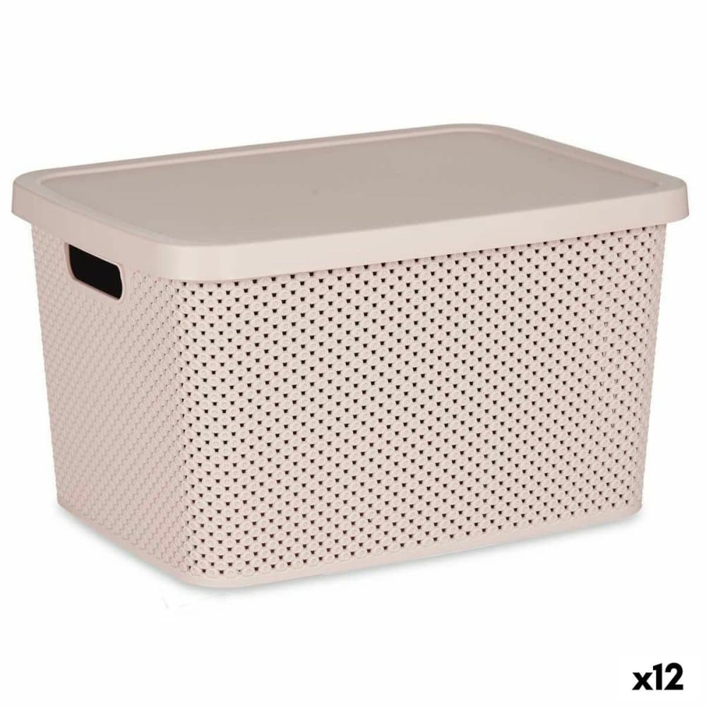 Förvaringslåda med lock Rosa Plast 19 L (28 x 22,5 x 39 cm) (12 antal)