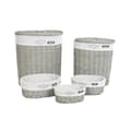 Miniatyrbillede 1 af 4: Set med kurve DKD Home Decor Hvid Grå flet 51 x 37 x 56 cm 52 x 38 x 57 cm (5 Dele)