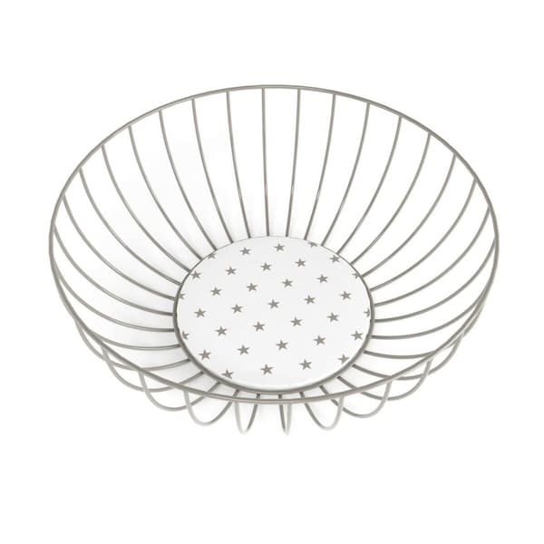 Trådkurv Versa Stjerner Metal Stål Træ MDF (28 x 11 x 28 cm)
