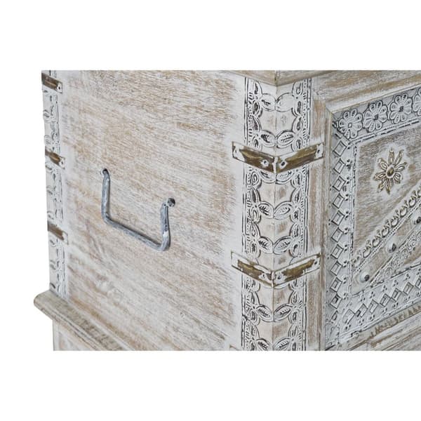 Kiste DKD Home Decor 88 x 40 x 45 cm Hvit Messing Treverk av mangotre
