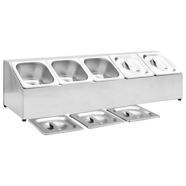 gastronorm beholder med 5 GN 1/6-beholdere rustfrit stål
