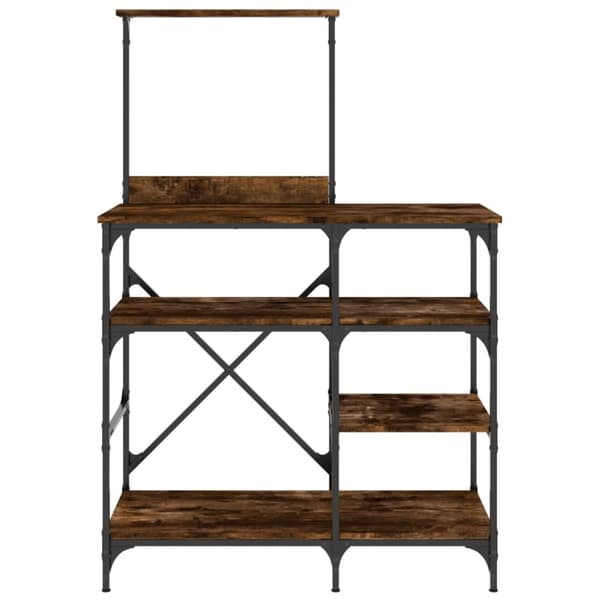 vidaXL Bakehylle røkt eik 90x40x132 cm konstruert tre og metall