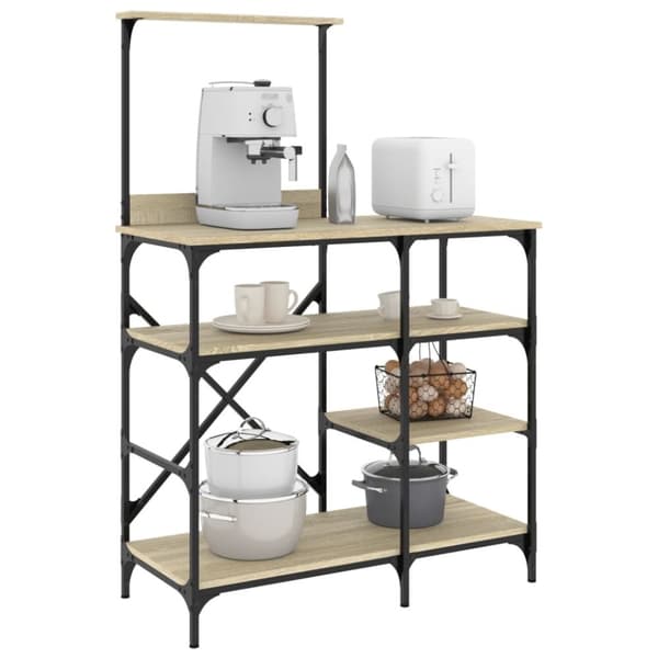 vidaXL Bakehylle sonoma eik 90x40x132 cm konstruert tre og metall