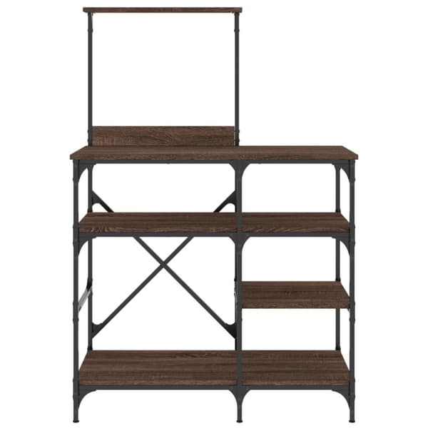 vidaXL Leipurinhylly ruskea tammi 90x40x132 cm tekninen puu ja metalli