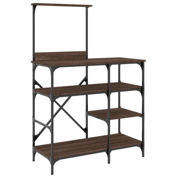 vidaXL Leipurinhylly ruskea tammi 90x40x132 cm tekninen puu ja metalli