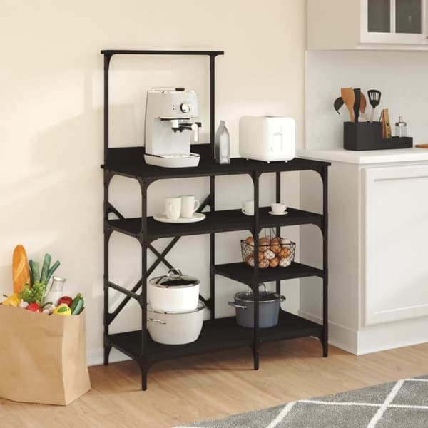 vidaXL Bakehylle svart 90x40x132 cm konstruert tre og metall