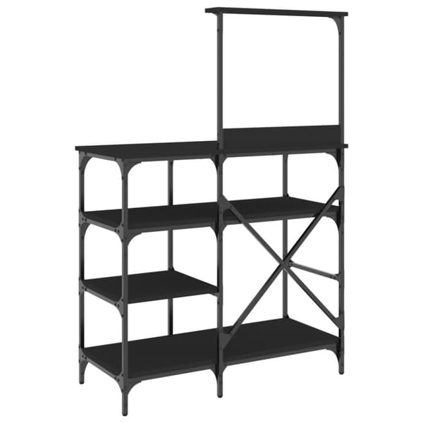 vidaXL Leipurinhylly musta 90x40x132 cm tekninen puu ja metalli