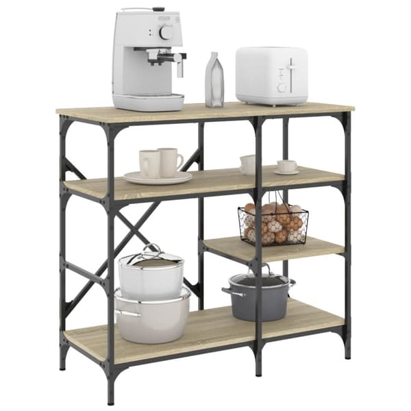 vidaXL Leipurinhylly Sonoma-tammi 90x40x84 cm tekninen puu ja metalli