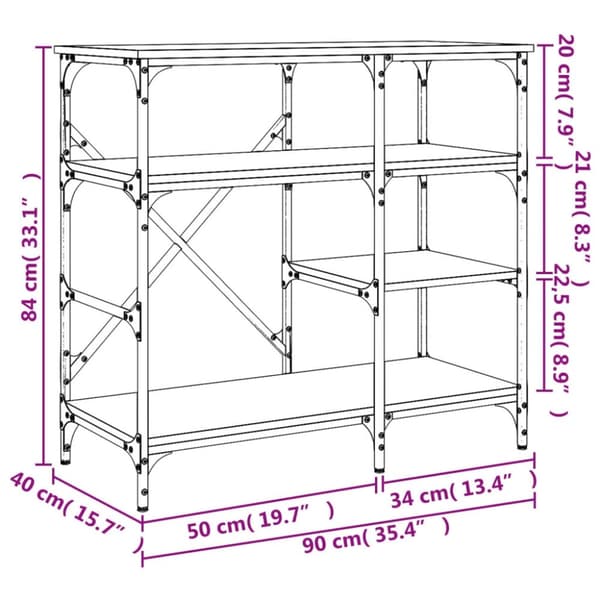 vidaXL Bakehylle svart 90x40x84 cm konstruert tre og metall