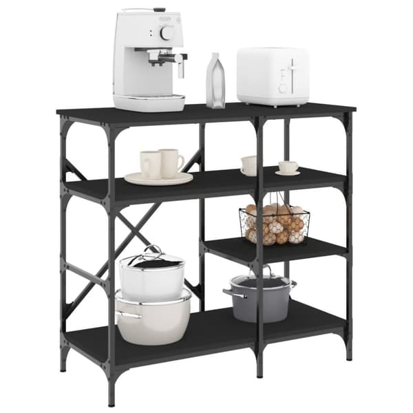 vidaXL Bakehylle svart 90x40x84 cm konstruert tre og metall