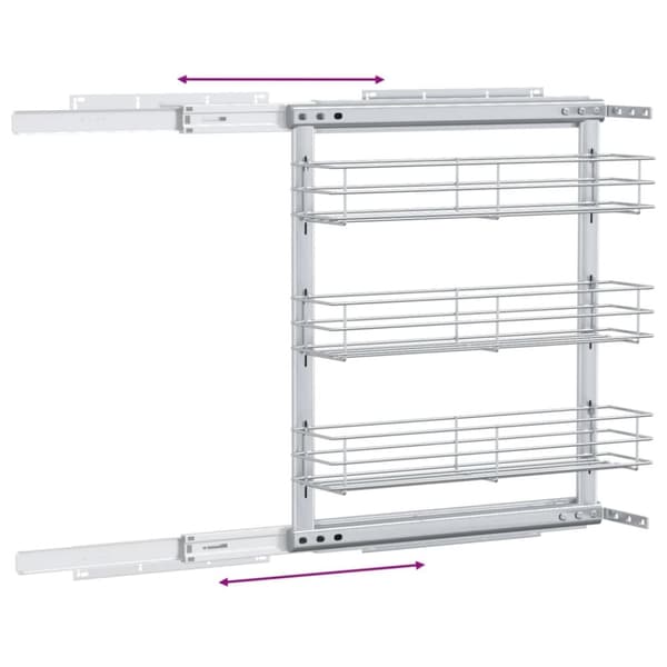 udtrækskurv til køkkenskab tre lag 47x15,5x55,5 cm sølv