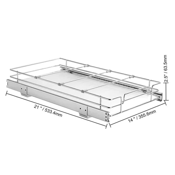 Skabsorganisator, Forkromet Stål, Skydedør Opbevaring, 11x21x25 tommer