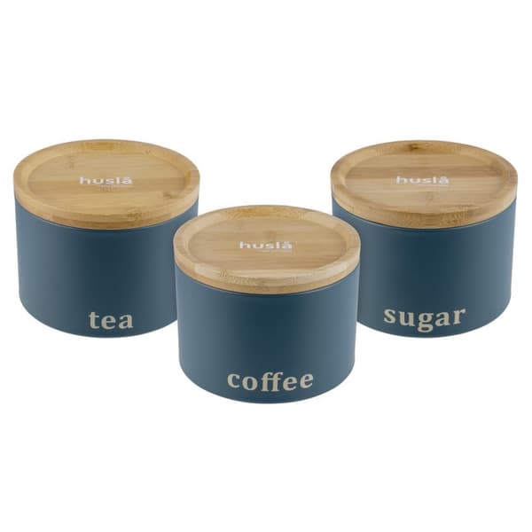 Sæt med 3 beholdere til opbevaring af kaffe, te, sukker