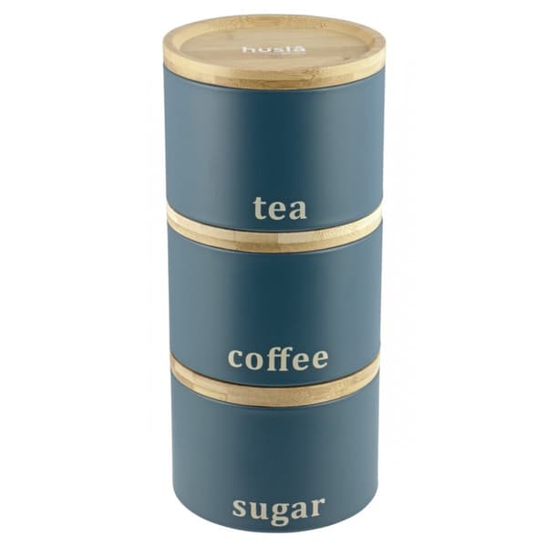Sæt med 3 beholdere til opbevaring af kaffe, te, sukker
