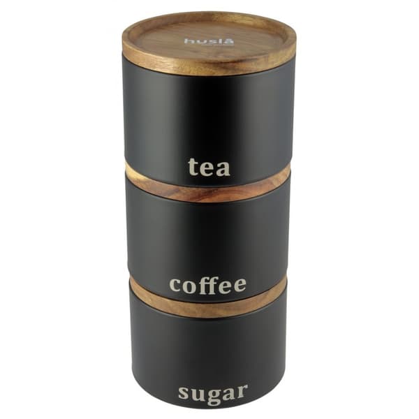 Sæt med 3 beholdere til opbevaring af kaffe, te, sukker