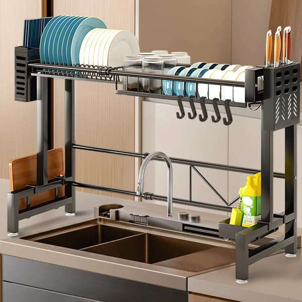 2-Tier Diskställ, Multifunktionell Design, Lämplig för Familjeanvändning,svart