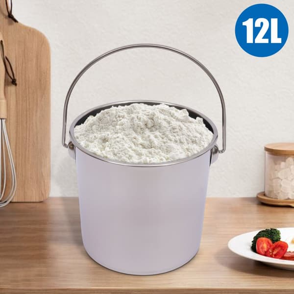 Rostfritt Stål Hink, 12L Kapacitet, Livsmedelsklassat Material, Mångsidig för Kök Användning