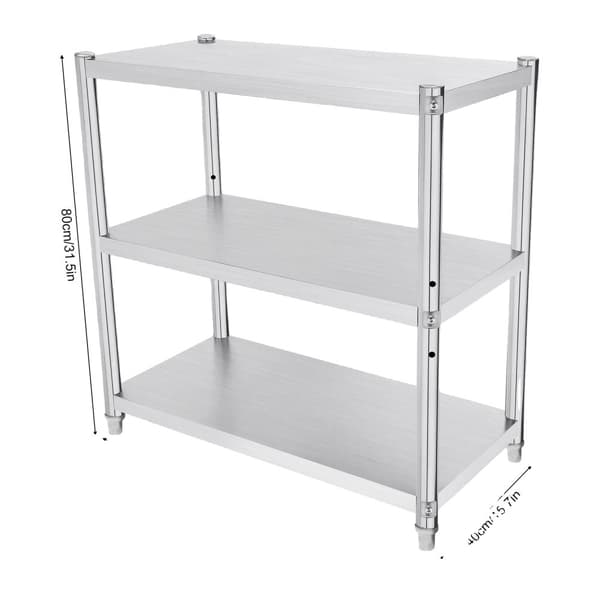 Rustfrit Stål Hyldeorganisator, 3-Lags Design, Høj Belastningskapacitet,Sølv