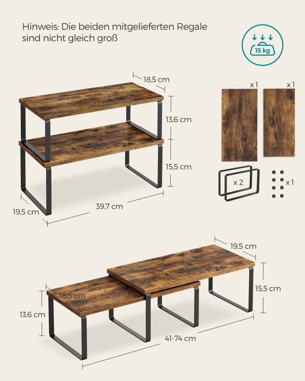 Køkkenopbevaring Berger-Metal-Stackable-blæk-zwart-vintage brun