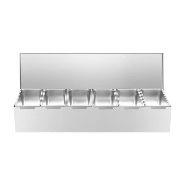 Rostfritt Stål Krydddispenser, 6 Fack, Diskmaskinssäker, Rektangulär Form,Silver