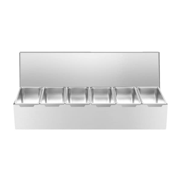 Rostfritt Stål Krydddispenser, 6 Fack, Diskmaskinssäker, Rektangulär Form,Silver