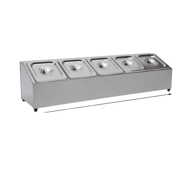 Pizza Topping Station, 5 Rymliga Behållare, Hållbart Rostfritt Stål,Silver