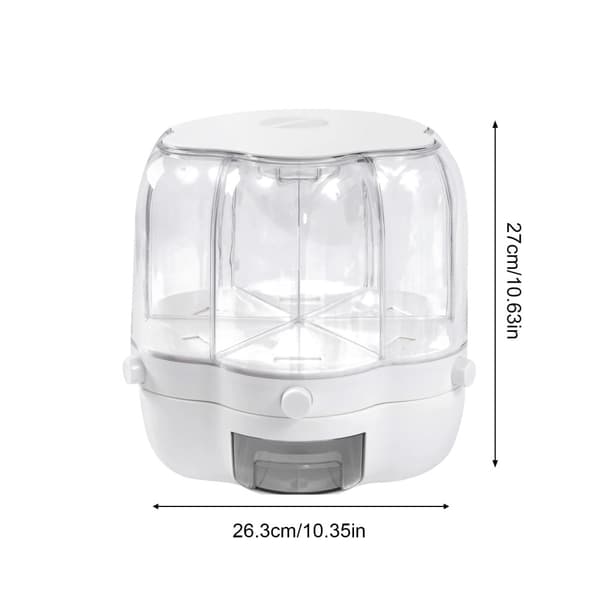 Roterande Torrfoder Dispenser, 6 Fack, 8 kg Kapacitet,Klar