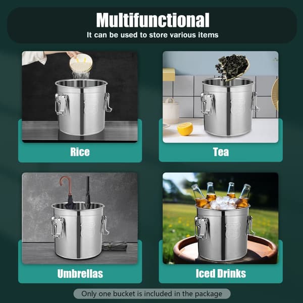 Rustfrit Stål Fødevareopbevaringsbeholder, Airtight Låg, 12L Kapacitet, Moderne Design