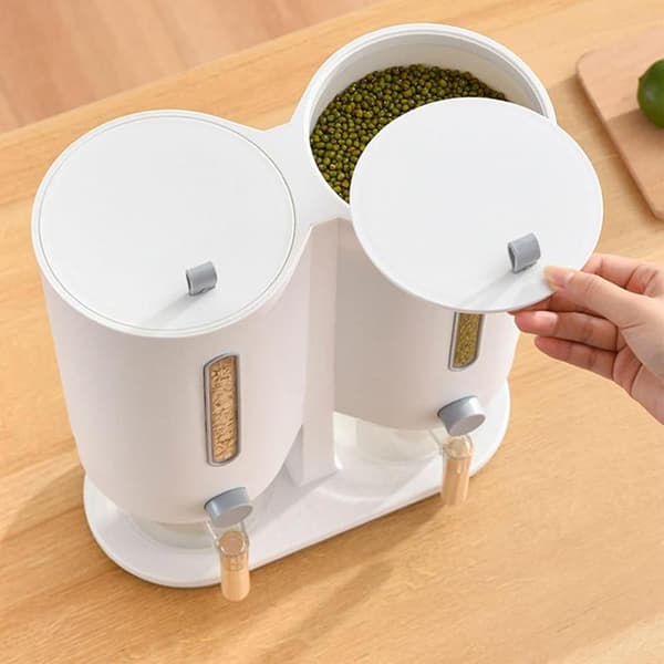 Cereal Dispenser, 11 lbs kapacitet, klar design, dobbelt spand opbevaring