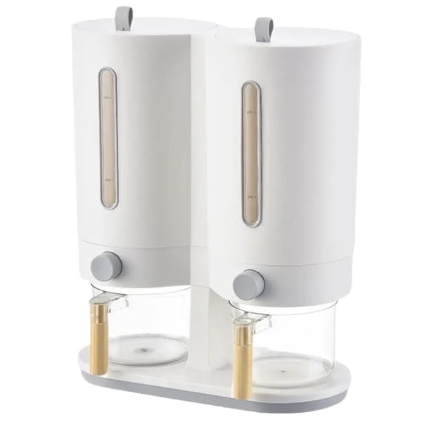 Cereal Dispenser, 11 lbs kapacitet, klar design, dobbelt spand opbevaring