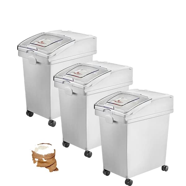 Keittiön ainesäilytyslaatikko, monipuolinen tilavuus 6,6 ja 10,5 gal, sisältää kauhan, helppo liikuteltavuus,3 x 6,6 Gallon