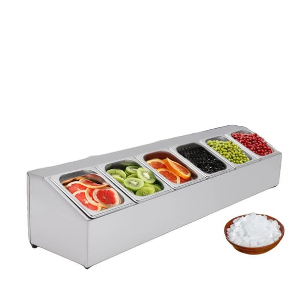 Rustfrit Stål Krydderihylde, 6 Beholdere, Rustfri Design