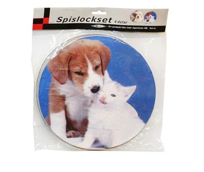 Spislock 4 st med hund och katt motiv