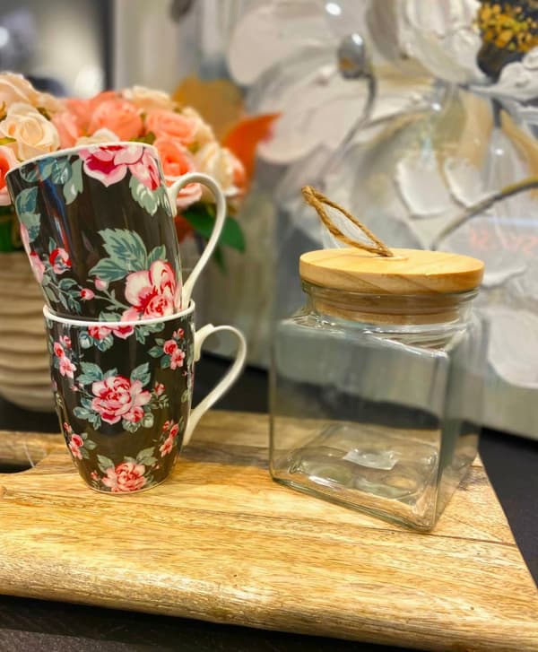 Krukke Glas med trælåg 13 cm