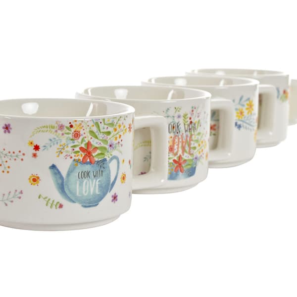 Delers Kaffekoppsett DKD Home Decor Flerfarget Metall Bambus Dolomite 260 ml