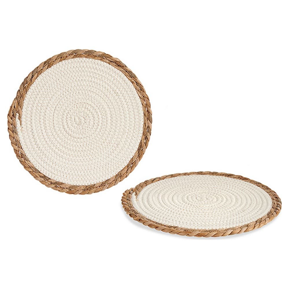 Bordsunderlägg Vit Brun Naturliga fibrer (Ø 30 cm)