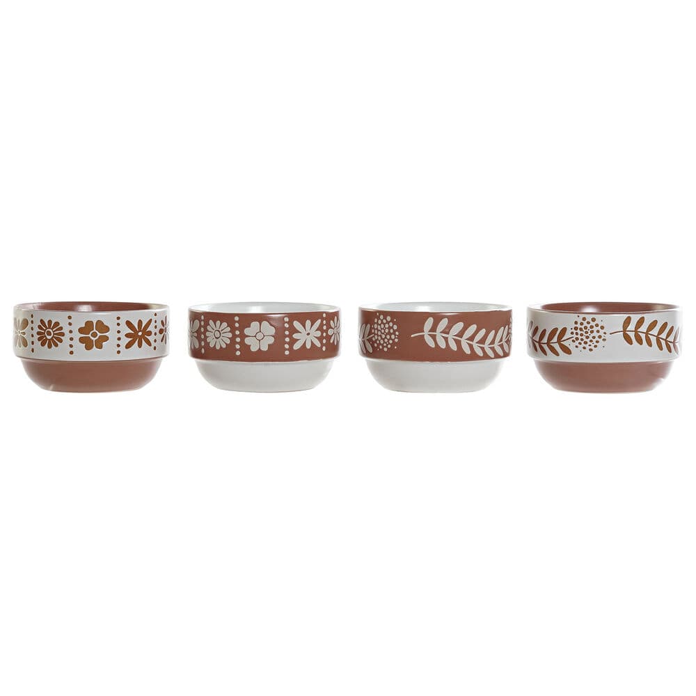 Skål DKD Home Decor Stengods (12 x 12 x 6.5 cm) (4 pcs) (460 ml)