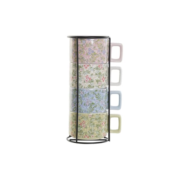 Dele kaffekopsæt DKD Home Decor Blå Grøn Pink Metal Dolomite 260 ml