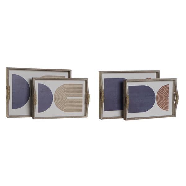 Brett DKD Home Decor 40,6 x 30 x 6 cm Beige Blå Tre MDF (2 enheter)