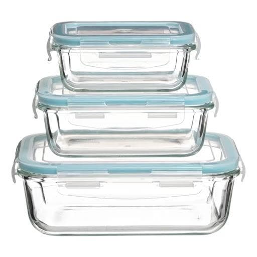 3x Madkasser i glas - Ovnsikker