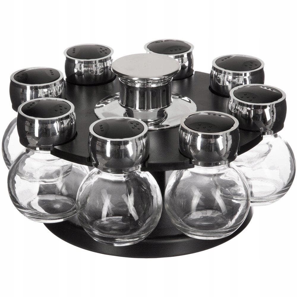 8x Kryddburkar med Roterande Kryddställ