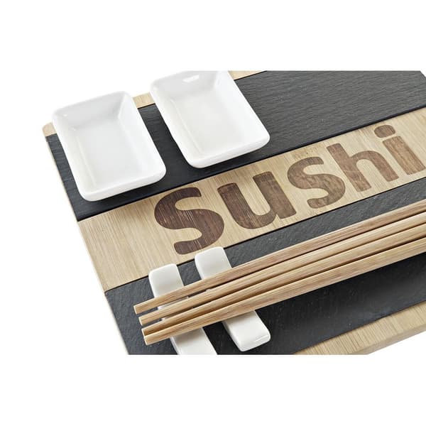 Sushisett DKD Home Decor Svart Naturell Bambus Brett Orientalsk 25 x 22 x 3 cm