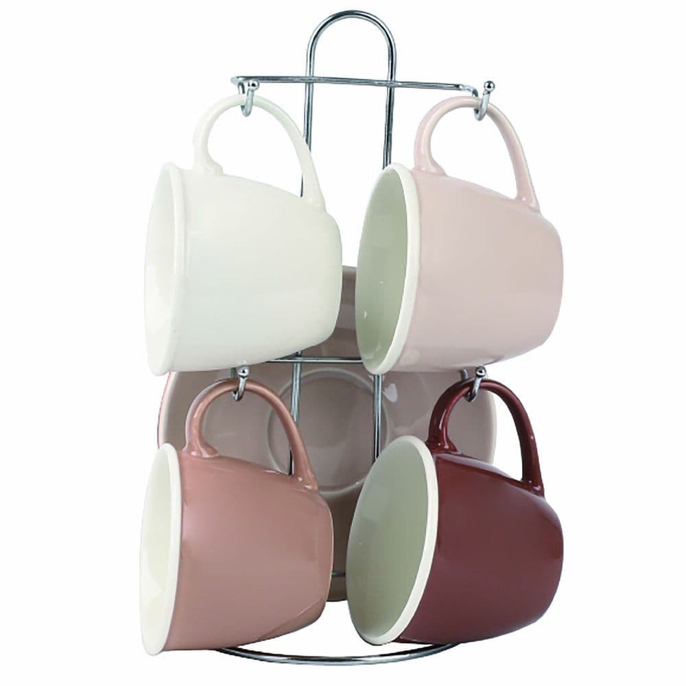 Set med kaffekoppar DKD Home Decor Beige Brun Porslin Bone China (210 ml)