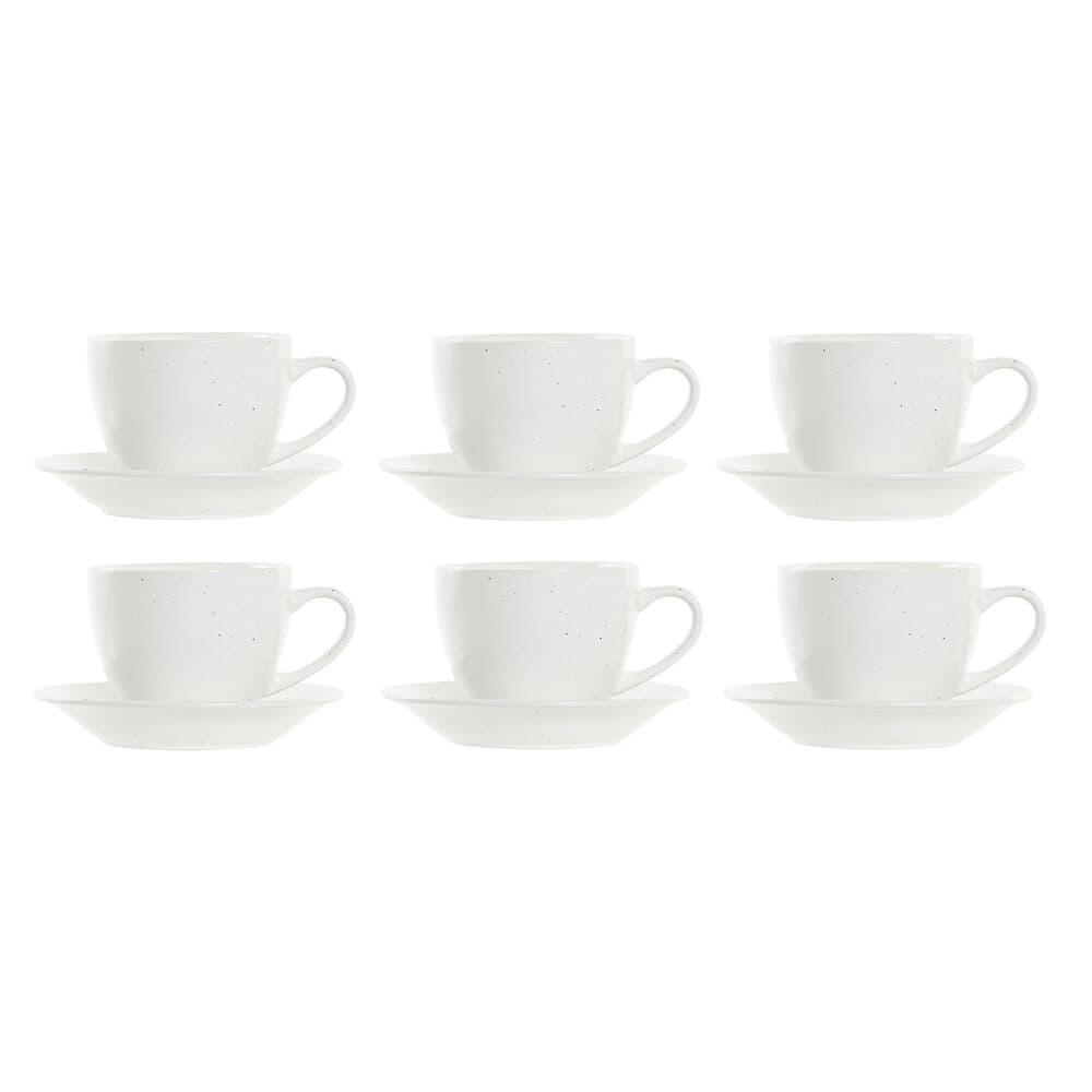 Set med kaffekoppar DKD Home Decor Vit Stengods (150 ml)