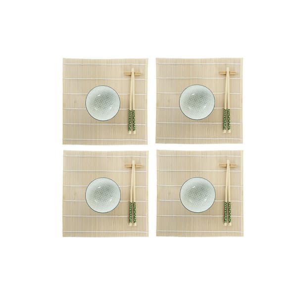 Sushisett DKD Home Decor 14,5 x 14,5 x 31 cm Grønn Steintøy Orientalsk (16 Deler)
